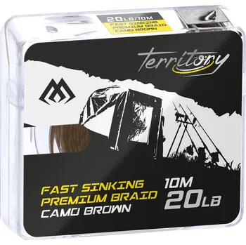 Rybářská šňůra Mikado pletená návazcová šňůra FAST SINKING PREMIUM BRAID hnědá/camo 10m Příchutě: 20 lb