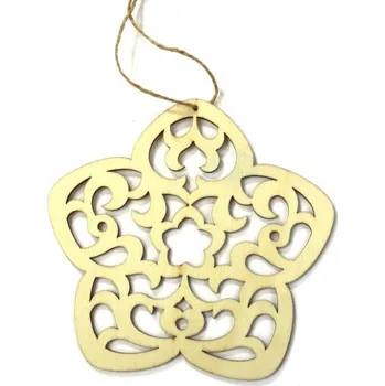 Dřevěná dekorace, květina, závěs, 18 cm, 1ks