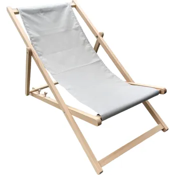 Zahradní lehátko Světle šedé dřevěné polohovací zahradní lehátko Classic PATIO 409574