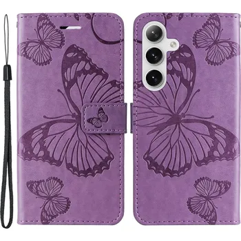 Pouzdro na mobilní telefon Big Butterfly knížkové pouzdro na Samsung Galaxy S25 - fialové