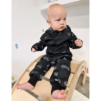 Chlapecká bunda Yháček Softshellová bunda Yháček, podzim, reflexní, stavební stroje na černé Velikost: 122