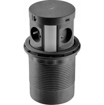 Elektrická zásuvka Elektrická zásuvka, internetová, stolní USB GTV, černá