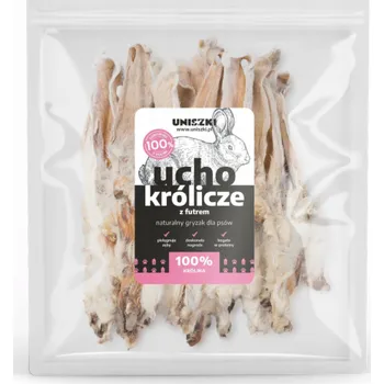 Pamlsek pro psa UNISZKI Králičí ucho s kožešinou - pochoutka pro psa - 20 kusů