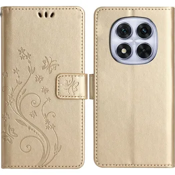 Pouzdro na mobilní telefon Flowers knížkové pouzdro na Xiaomi Redmi Note 14 Pro 5G/Poco X7 5G - zlaté