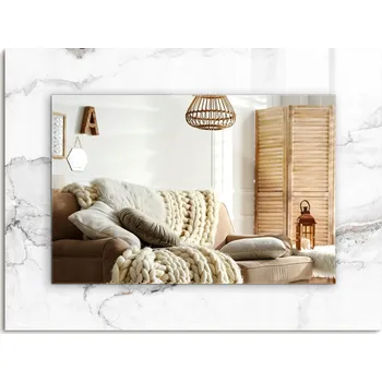 Zrcadlo Zrcadlo s potiskem nástěnné dekorativní svislé vodorovné Vzor bílého mramoru 80x60 cm