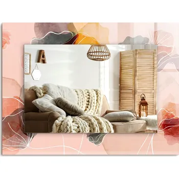 Zrcadlo Nástěnné Zrcadlo s ozdobným rámem, abstraktní květinový motiv, 80x60 cm