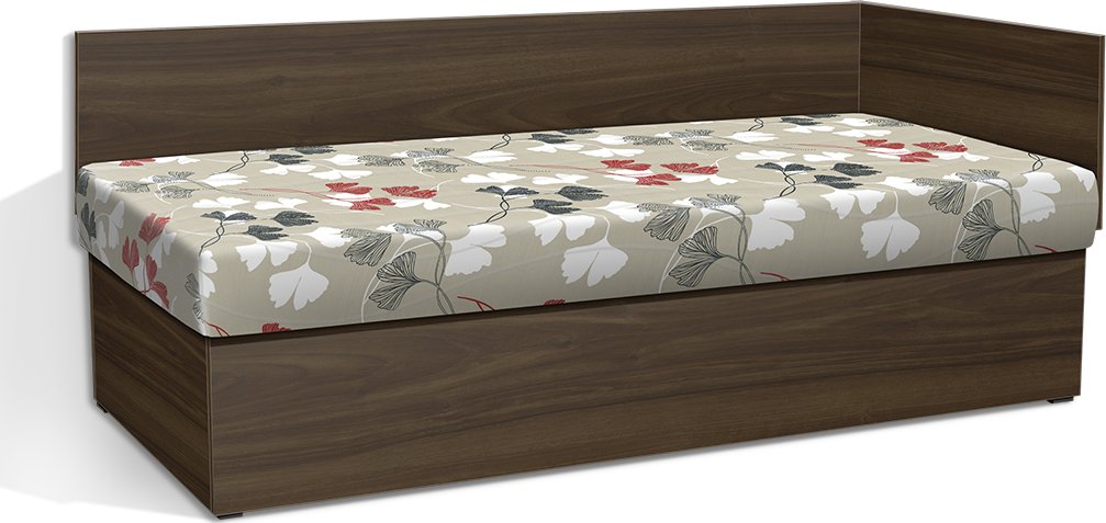Nabytekmorava Válenda s úložným prostorem Senior 90x200 cm s čelem barva lamina: ořech, barva čalounění: 53874-1178