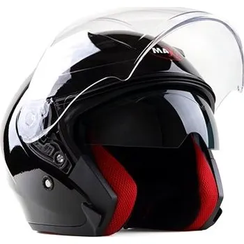 Helma na motorku MAXX - OF 868 3XL extra velká skútrová otevřená s plexi a sluneční clonou - černá