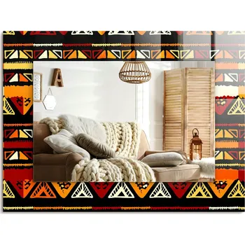 Zrcadlo Nástěnné zrcadlo zdobené grafikou na skle Barevný etnický vzor 80x60 cm