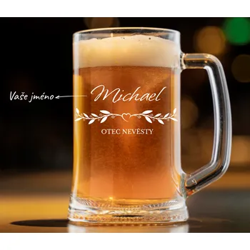 Sklenice Dekorant svatby Pivní půllitr pro otce nevěsty