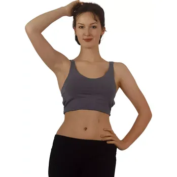 Jednobarevný crop top Mia Shark Grey - Criss-Cross-back UNI (S/M)