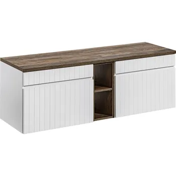 Policová skříň Závěsná skříňka Iconic s deskou 140 cm bílá/dub santa fe vintage