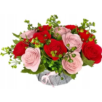 kreativní sada Květiny v košíku DIY Růže červeno-růžové