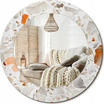 Zrcadlo Kulaté nástěnné dekorativní zrcadlo ve skleněném rámu průměr 50 cm Styl teraco