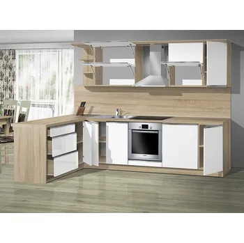 Kuchyňská linka Nabytekmorava Kuchyňská linka Nevada provedení dvířek: bílý lesk FunderMax, kování: plynové písty, kolečkové výsuvy