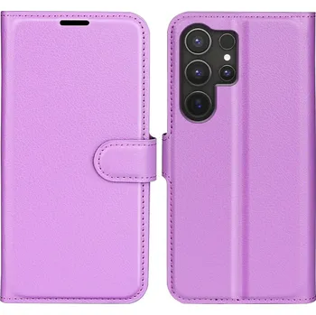 Pouzdro na mobilní telefon Litchi knížkové pouzdro na Samsung Galaxy S25 Ultra - fialové