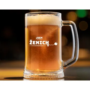 Sklenice Dekorant svatby Pivní půllitr pro ženicha JSEM ŽENICH