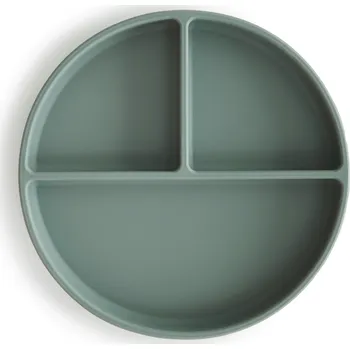 Jídelní set Mushie Silikonový talíř s přísavkou Cambridge Blue