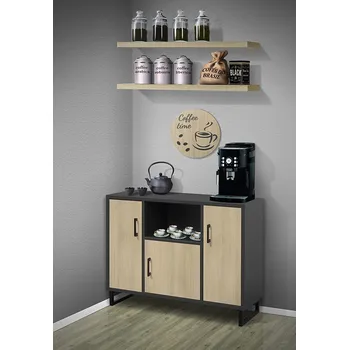 Šatní skříň Nabytekmorava Kávový koutek Maroko s policemi barevné kombinace: Antracit / akát