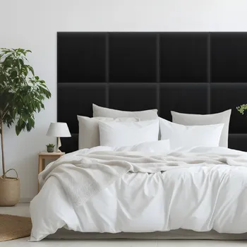 Obklad Sametový čalouněný panel - Čtverec - 50x50cm Černá