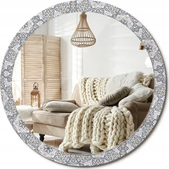 Zrcadlo Dekorativní závěsné zrcadlo s potiskem Geometrické ornamenty XXL průměr 100 cm