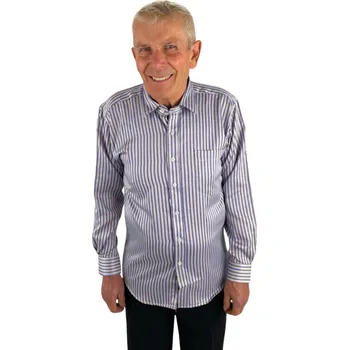 Pánská košile Pánská košile Tenký a širší fialový proužek vz.č.23, ❗Objednávejte raději o číslo větší❗ Velikost: M