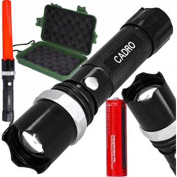 Svítilna LED taktická svítilna akumulátorová nabíjecí USB turistická 2 nabíječky