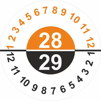 Papír Kontrolní štítek 2028-29 samolepící vinylová fólie 25 mm aršík 30 kusů