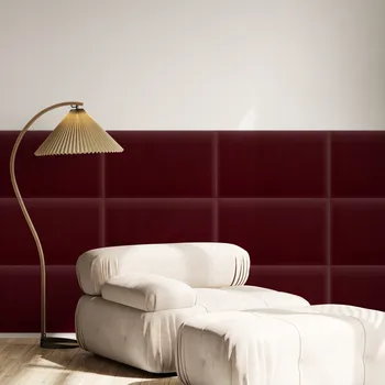 Obklad Sametový čalouněný panel - Obdélník - 40x30cm Vínová