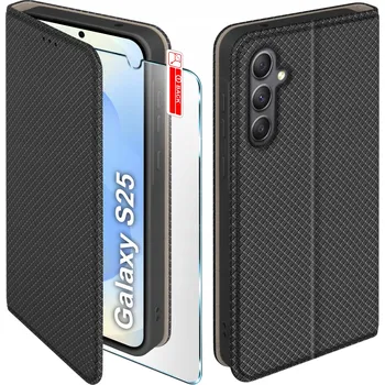 Pouzdro na mobilní telefon Flipové pouzdro KrainaGSM pro Samsung Galaxy S25 černé