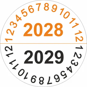 Samolepící etiketa Kalibrační štítek 2028 - 2029 samolepící vinylová fólie 40 mm aršík 10 kusů