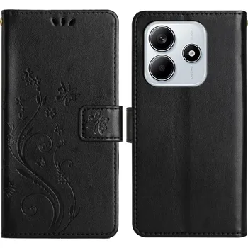 Pouzdro na mobilní telefon Flowers knížkové pouzdro na Xiaomi Redmi Note 14 5G - černé