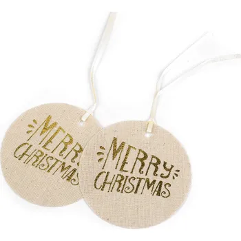 Vánoční dekorace Výprodej - Vánoční visačka Merry Christmas, vločka Ø10 cm - režná Marry Christmas 2ks Varianta: 2 režná, Balení: 2 ks