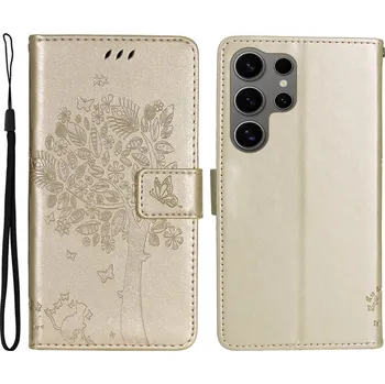 Pouzdro na mobilní telefon Trees knížkové pouzdro na Samsung Galaxy S25 Ultra - zlaté