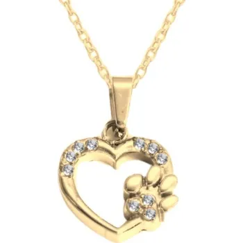 Náhrdelník Kočičí paní Náhrdelník kočičí tlapka a srdíčko - chirurgická ocel a zirkony - stříbrná, zlatá Barva: zlatá