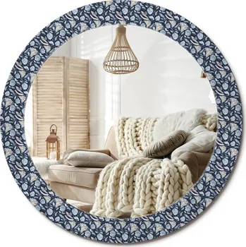 Zrcadlo Zrcadlo s potiskem do koupelny, kuchyně, předsíně, vzor boho, průměr 70 cm