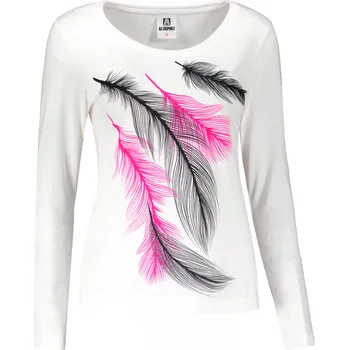 Dámské triko s dlouhým rukávem ALTISPORT CARRYOVER ALW112169 BÍLÁ/RŮŽOVÁ XS