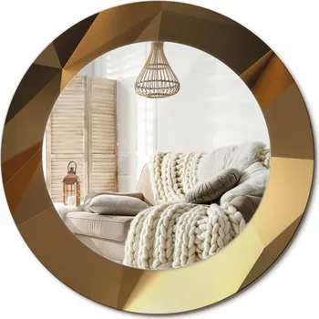 Zrcadlo Nástěnné Zrcadlo s ozdobným skleněným rámem, průměr 50 cm, geometrický vzor