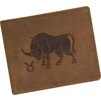 Peněženka Hnědá pánská kožená peněženka zvěrokruh Býk L1174