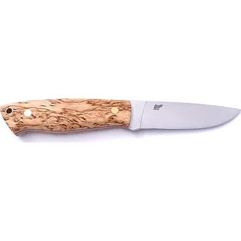 lovecký nůž Brisa Trapper 95 Elmax Flat Stabilized Curly Birch Sheath Bushcraft 95