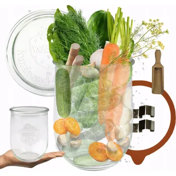 Sklenice Zavařovací Sklenice Weck skleněná 1062 ml bezbarvá s odměrkou a sponami