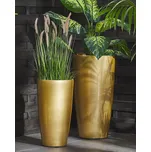 Květináč Zlatý Kamenna Směs, Vysoký Lesk, Kulatý Vysoký Moderní Design Vnitřní Venkovní Beliani