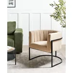 Křeslo béžové buklé čalounění černý kovový rám zaoblený tvar moderní styl obývací pokoj ložnice Beliani