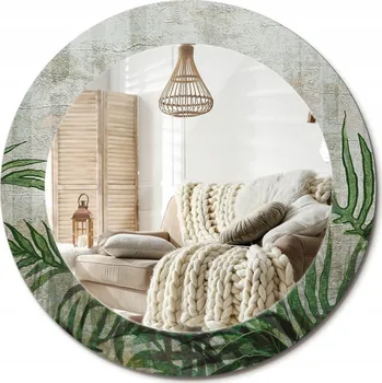 Zrcadlo Zrcadlo s potiskem do koupelny, kuchyně, předsíně, průměr 60 cm - Kapradinové listy