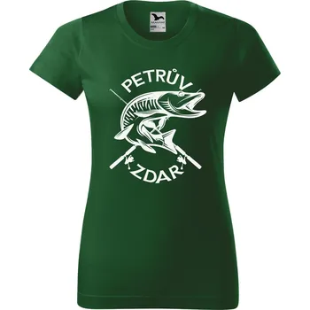 Dámské tričko DOBRÝ TRIKO Dámské tričko s potiskem Petrův zdar Barva: Lahvově zelená, Velikost: M