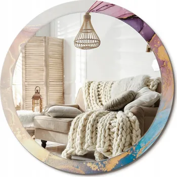 Zrcadlo Zrcadlo na zeď zdobené grafikou na skle Mramorový kámen XXL průměr 100 cm