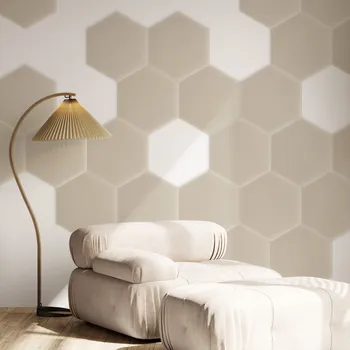 Obklad Sametový čalouněný panel - Šestiúhelník - 26x30cm Krémová