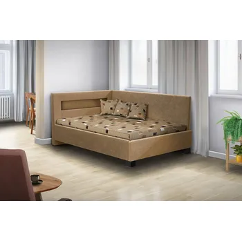 Postel Nabytekmorava Čalouněná postel Mia Robin 140x200 cm s led osvětlením matrace: bez matrace, Barva postele: béžová, Úložný prostor: bez úložného prostoru