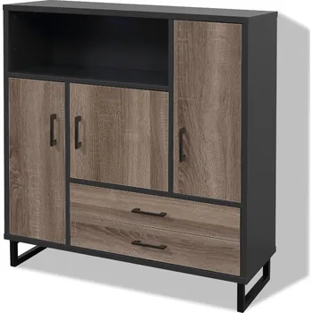 Šatní skříň Nabytekmorava Skříňka MAROKO 16 s LED osvětlením barevné kombinace: Antracit / dub sonoma tmavý