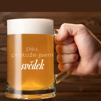 Sklenice Dekorant svatby Pivní půllitr pro svědka PIJU PROTOŽE